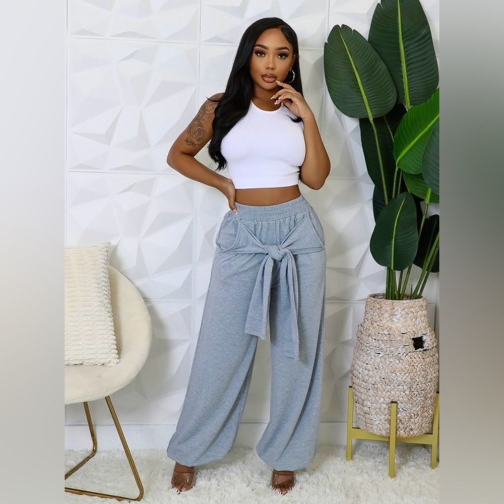 Women's Gray Wide-Jogger Pants